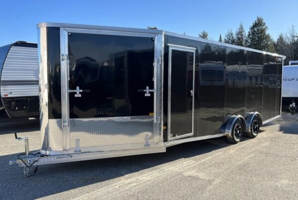 2024 Sno Pro 7.5×22 Aluminum 4-Place Drive In/Out w/Extra Height, Mats & Guides, Canopy